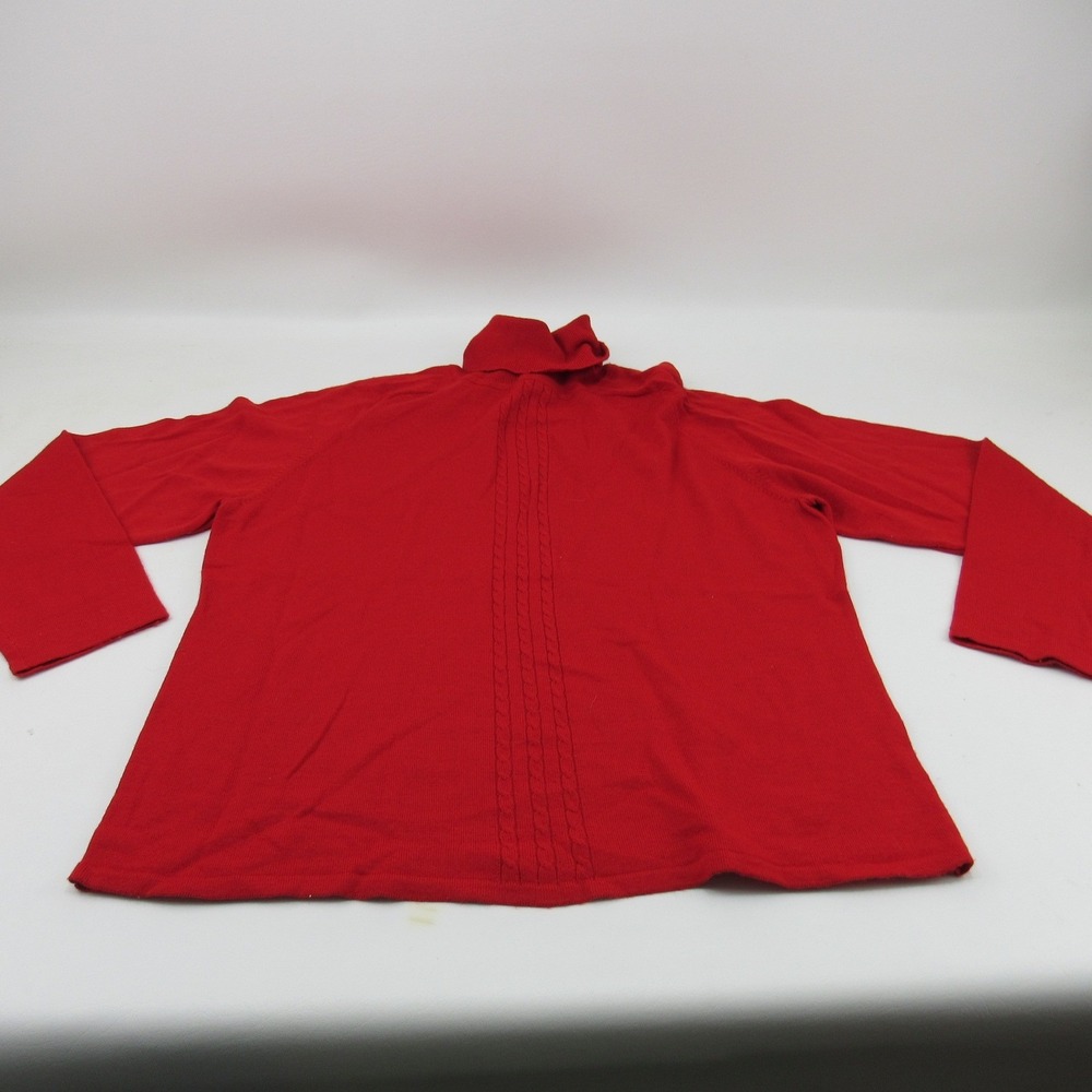 Rafaella‎ Womens Mock Neck Sweater Long Sleeve  Cable Knit Front XL Red